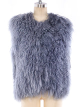 Grey Mongolian Lamb Fur Vest Jacket arcadeshops.com