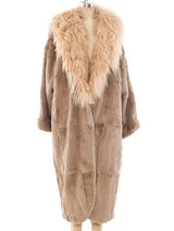 Mongolian Fur Trimmed Maxi Coat Outerwear arcadeshops.com