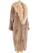 Mongolian Fur Trimmed Maxi Coat Outerwear arcadeshops.com
