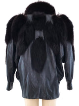 Fur Paneled Leather Jacket Outerwear arcadeshops.com