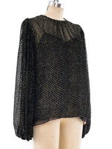 Oscar de la Renta Metallic Chiffon Blouse Top arcadeshops.com