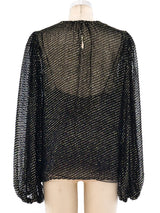 Oscar de la Renta Metallic Chiffon Blouse Top arcadeshops.com