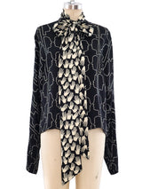 Graphic Face Printed Blouse Top arcadeshops.com