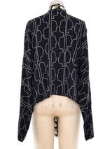 Graphic Face Printed Blouse Top arcadeshops.com