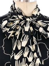 Graphic Face Printed Blouse Top arcadeshops.com