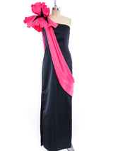 Eugene Alexander Sculptural Floral Satin Gown Dress arcadeshops.com
