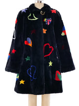 Zuki Heart Motif Sheared Beaver Coat Outerwear arcadeshops.com