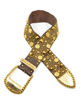 Michael Morrison Studded Brown Leather Belt Accessory arcadeshops.com