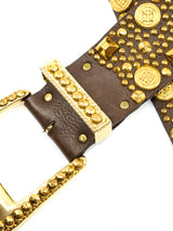 Michael Morrison Studded Brown Leather Belt Accessory arcadeshops.com
