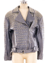 Claude Montana Studded Grey Motorcycle Jacket Jacket arcadeshops.com