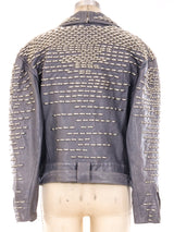 Claude Montana Studded Grey Motorcycle Jacket Jacket arcadeshops.com