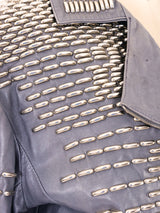Claude Montana Studded Grey Motorcycle Jacket Jacket arcadeshops.com