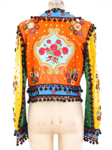 Moschino Heavily Embellished Colorblock Leather Jacket Jacket arcadeshops.com