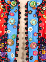 Moschino Heavily Embellished Colorblock Leather Jacket Jacket arcadeshops.com
