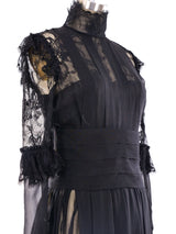Chanel Lace Trimmed Chiffon Dress Dress arcadeshops.com