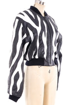 North Beach Leather Zebra Applique Bomber Jacket Jacket arcadeshops.com