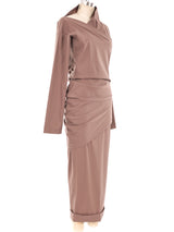 Romeo Gigli Asymmetrical Khaki Ensemble Suit arcadeshops.com