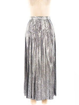 Metallic Silver Pleated Midi Skirt Bottom arcadeshops.com