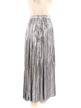 Metallic Silver Pleated Midi Skirt Bottom arcadeshops.com