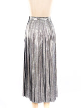 Metallic Silver Pleated Midi Skirt Bottom arcadeshops.com