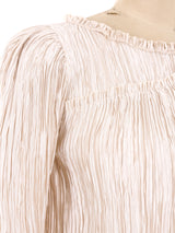 Mary McFadden Ivory Pleated Short Sleeve Dress Dress arcadeshops.com
