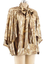 Nina Ricci Metallic Floral Blouse Top arcadeshops.com