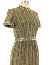 Crystal Trimmed Metallic Gold Dress Dress arcadeshops.com