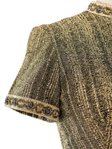 Crystal Trimmed Metallic Gold Dress Dress arcadeshops.com