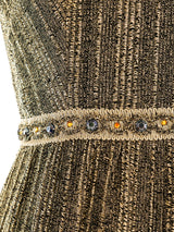 Crystal Trimmed Metallic Gold Dress Dress arcadeshops.com