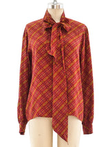 Yves Saint Laurent Printed Silk Blouse Top arcadeshops.com