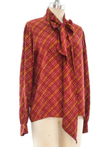 Yves Saint Laurent Printed Silk Blouse Top arcadeshops.com