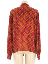 Yves Saint Laurent Printed Silk Blouse Top arcadeshops.com