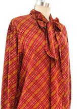 Yves Saint Laurent Printed Silk Blouse Top arcadeshops.com