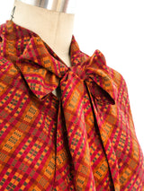 Yves Saint Laurent Printed Silk Blouse Top arcadeshops.com