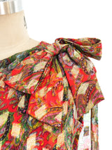 Metallic Paisley One Shoulder Gown Dress arcadeshops.com