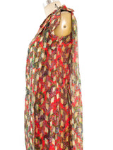 Metallic Paisley One Shoulder Gown Dress arcadeshops.com