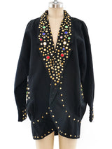 Stud Embellished Twill Jacket Jacket arcadeshops.com