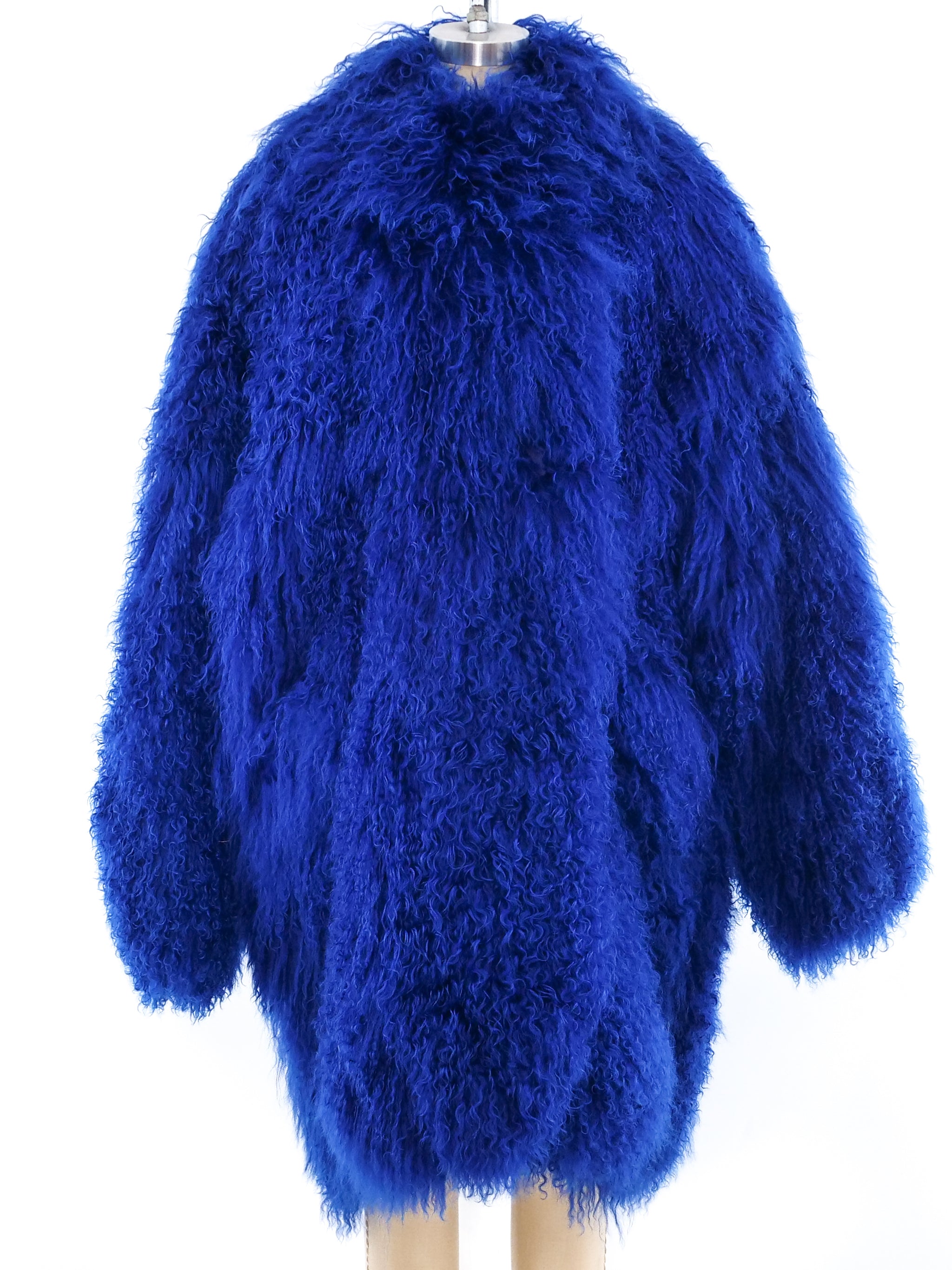 Blue mongolian sales fur coat