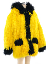 Neon Yellow Mongolian Fur Chubby Outerwear arcadeshops.com