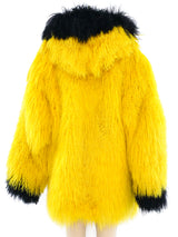 Neon Yellow Mongolian Fur Chubby Outerwear arcadeshops.com