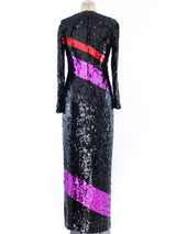 Bill Blass Sequin Striped Gown Dress arcadeshops.com