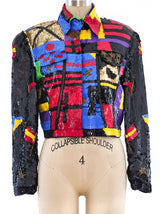 Sequin Embellished Cropped Jacket Jacket arcadeshops.com