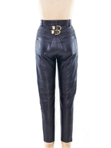 Black Leather Buckle Back Pants Bottom arcadeshops.com