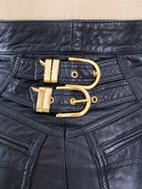 Black Leather Buckle Back Pants Bottom arcadeshops.com