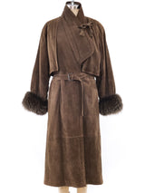 Gucci Fur Trimmed Suede Overcoat Outerwear arcadeshops.com
