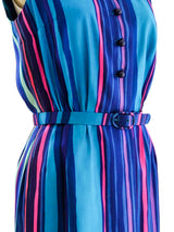 Oleg Cassini Striped Silk Sleeveless Dress Dress arcadeshops.com