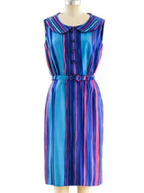 Oleg Cassini Striped Silk Sleeveless Dress Dress arcadeshops.com