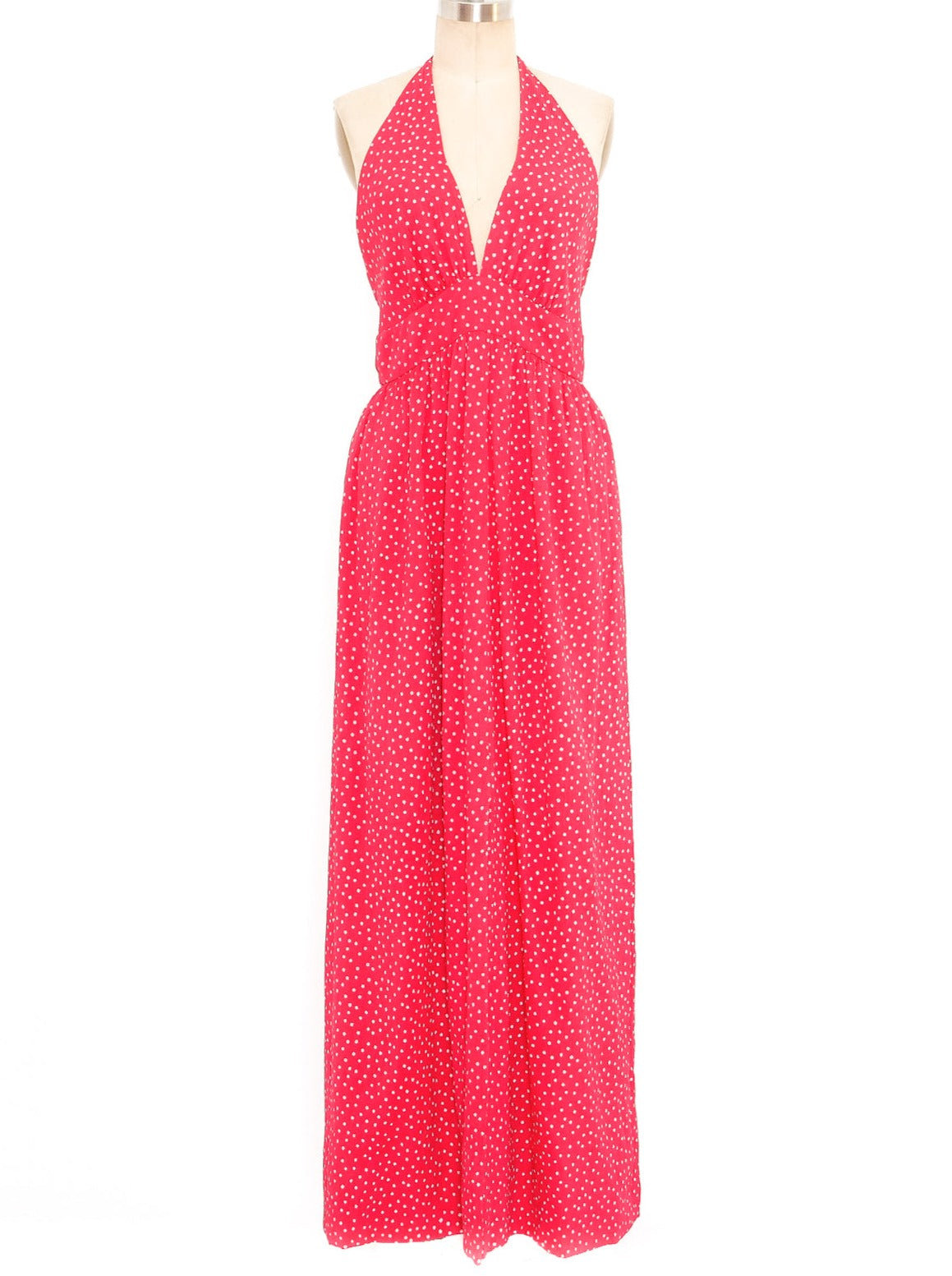 Oscar de la Renta Micro Daisy Print Halter Dress