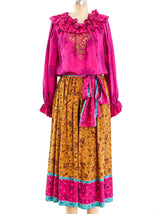 Oscar de la Renta Printed Silk Skirt Ensemble Suit arcadeshops.com