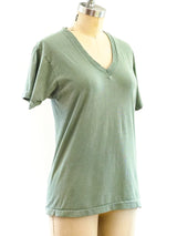Overdyed Sage Green V Neck Tee T-shirt arcadeshops.com